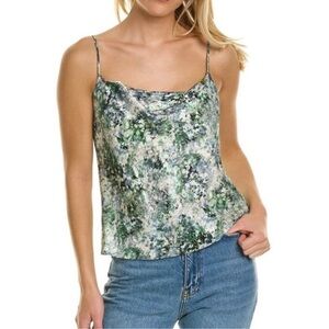 VINCE • Tank Top • Silk Floral Top • Cowl Neck • Small • Adjustable Straps